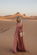 Edith | Satin Side-Split Tie-Waist Maxi Dress for Women