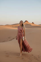 Edith | Satin Side-Split Tie-Waist Maxi Dress for Women