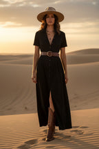 Flora | Chic Western Maxi Shirtdress for Women