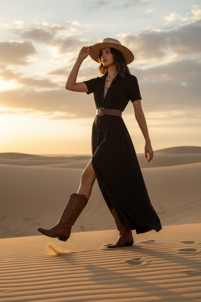 Flora | Chic Western Maxi Shirtdress for Women